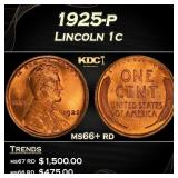 1925-p Lincoln Cent 1c ms66+ rd SEGS