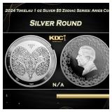 2024 Tokelau 1 oz Silver $5 Zodiac Series: Aries C