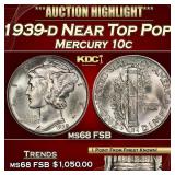 1939-d Mercury Dime Near Top Pop! 10c ms68 FSB SEG