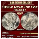 1935-p Peace Dollar Near Top Pop $1 ms66+ SEGS