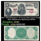1907 $5 Large Size Legal Tender Note "WoodChopper"