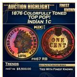 1876 Proof Indian Cent Colorfully Toned TOP POP! 1