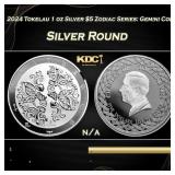 2024 Tokelau 1 oz Silver $5 Zodiac Series: Gemini