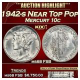 1942-s Mercury Dime Near Top Pop! 10c ms68 FSB SEG