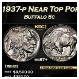 1937-p Buffalo Nickel Near Top Pop 5c ms67+ SEGS