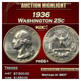 1936 Proof Washington Quarter 25c pr66+ SEGS