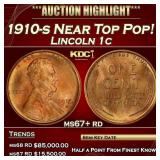 1910-s Lincoln Cent Near Top Pop! 1c ms67+ rd SEGS