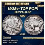 1928-p Buffalo Nickel TOP POP! 5c ms67+ SEGS