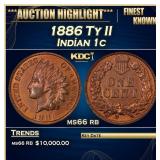 1886 Ty II Indian Cent 1c ms66 rb SEGS