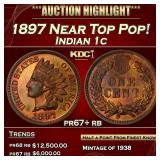 1897 Proof Indian Cent Near Top Pop! 1c pr67+ rb S