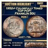 1952-p Franklin Half Dollar Colorfully Toned TOP P