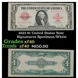 1923 $1 United States Note Grades xf Signatures Sp