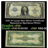 1923 $1 large size Silver Certificate Grades vf+ S