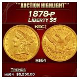 1878-p Gold Liberty Half Eagle $5 ms64 SEGS