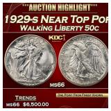 1929-s Walking Liberty Half Dollar Near Top Pop 50