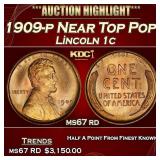1909-p Lincoln Cent Near Top Pop! 1c ms67 rd SEGS