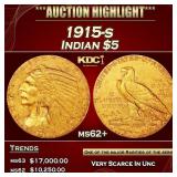 1915-s Gold Indian Half Eagle $5 ms62+ USCG
