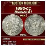 1890-cc Morgan Dollar $1 ms62 USCG