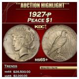 1927-p Peace Dollar $1 ms65+ SEGS