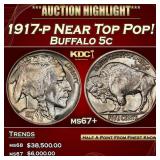 1917-p Buffalo Nickel Near Top Pop! 5c ms67+ SEGS