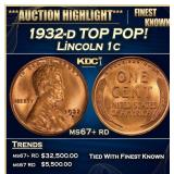 1932-d Lincoln Cent TOP POP! 1c ms67+ rd SEGS
