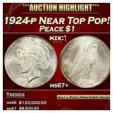 1924-p Peace Dollar Near Top Pop! $1 ms67+ SEGS