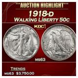 1918-d Walking Liberty Half Dollar 50c ms63 USCG