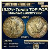 1927-p Standing Liberty Quarter Toned TOP POP! 25c