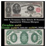 1891 $1 Treasury Note Edwin M Stanton Grades Selec