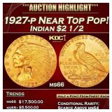 1927-p Gold Indian Quarter Eagle Near Top Pop! $2