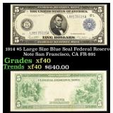 1914 $5 Large Size Blue Seal Federal Reserve Note