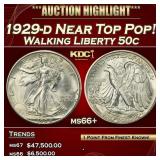 1929-d Walking Liberty Half Dollar Near Top Pop! 5