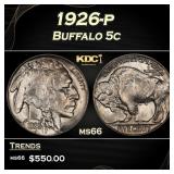 1926-p Buffalo Nickel 5c Grades ms66