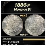 1886-p Morgan Dollar $1 Grades ms66+