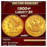 1900-p Gold Liberty Half Eagle $5 ms66+ SEGS