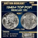 1940-p Mercury Dime TOP POP! 10c ms68+ FSB SEGS