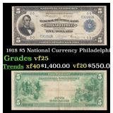 1918 $5 National Currency Grades vf+ Philadelphia