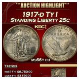 1917-d Ty I Standing Liberty Quarter 25c ms66+ fh