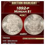 1892-p Morgan Dollar $1 ms65+ SEGS