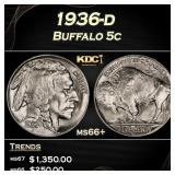 1936-d Buffalo Nickel 5c Grades ms66+