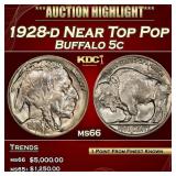 1928-d Buffalo Nickel Near Top Pop 5c ms66 SEGS