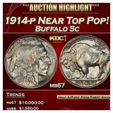 1914-p Buffalo Nickel Near Top Pop! 5c ms67 SEGS