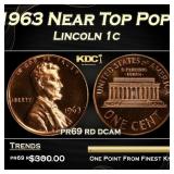 1963 Proof Lincoln Cent Near Top Pop 1c pr69 rd dc