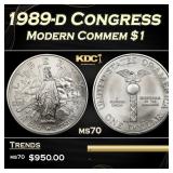 1989-d Congress Modern Commem Dollar $1 ms70 SEGS