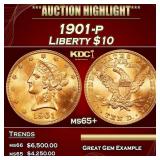 1901-p Gold Liberty Eagle $10 ms65+ SEGS