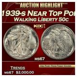 1939-s Walking Liberty Half Dollar Near Top Pop 50