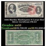 1886 $1 large size Silver Certificate Martha Washi