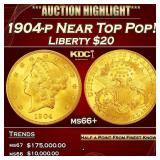 1904-p Gold Liberty Double Eagle Near Top Pop! $20