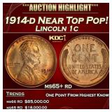 1914-d Lincoln Cent Near Top Pop! 1c ms65+ rd SEGS