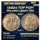 1940-s Walking Liberty Half Dollar TOP POP! 50c ms